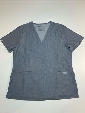 FIGS Technical Collection V-Neck Scrub Top Heather Charcoal Gray